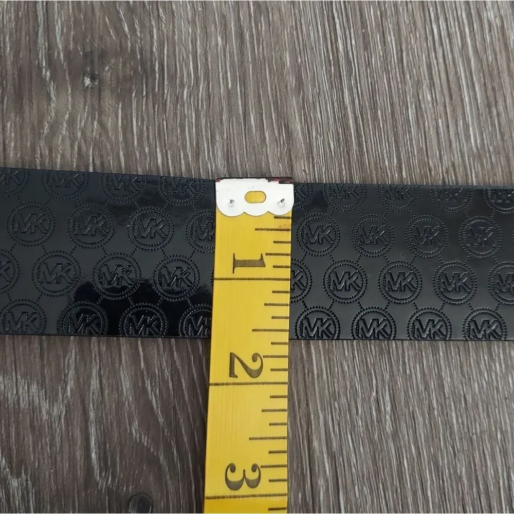 MICHAEL Michael Kors Synthetic Leather All-Over Logo Print Belt Small - Black